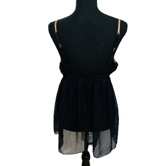 Victoria’s Secret Babydoll Dress Sheer Black Leopard Print Coquette Size Large - Picture 3 of 5